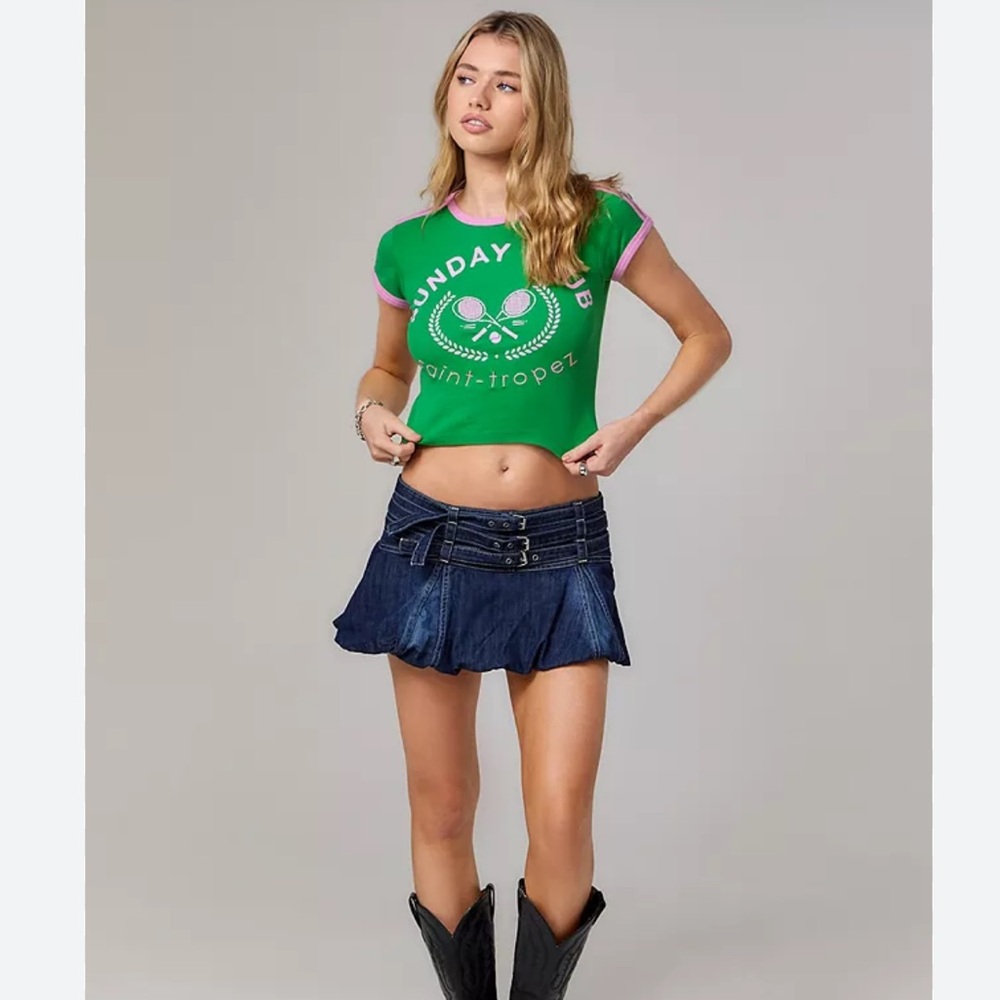 Urban Outfitters Green Tee with Pink Accents